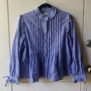 NEW Alex Mill Stripe Button Up Ruffle Blouse
